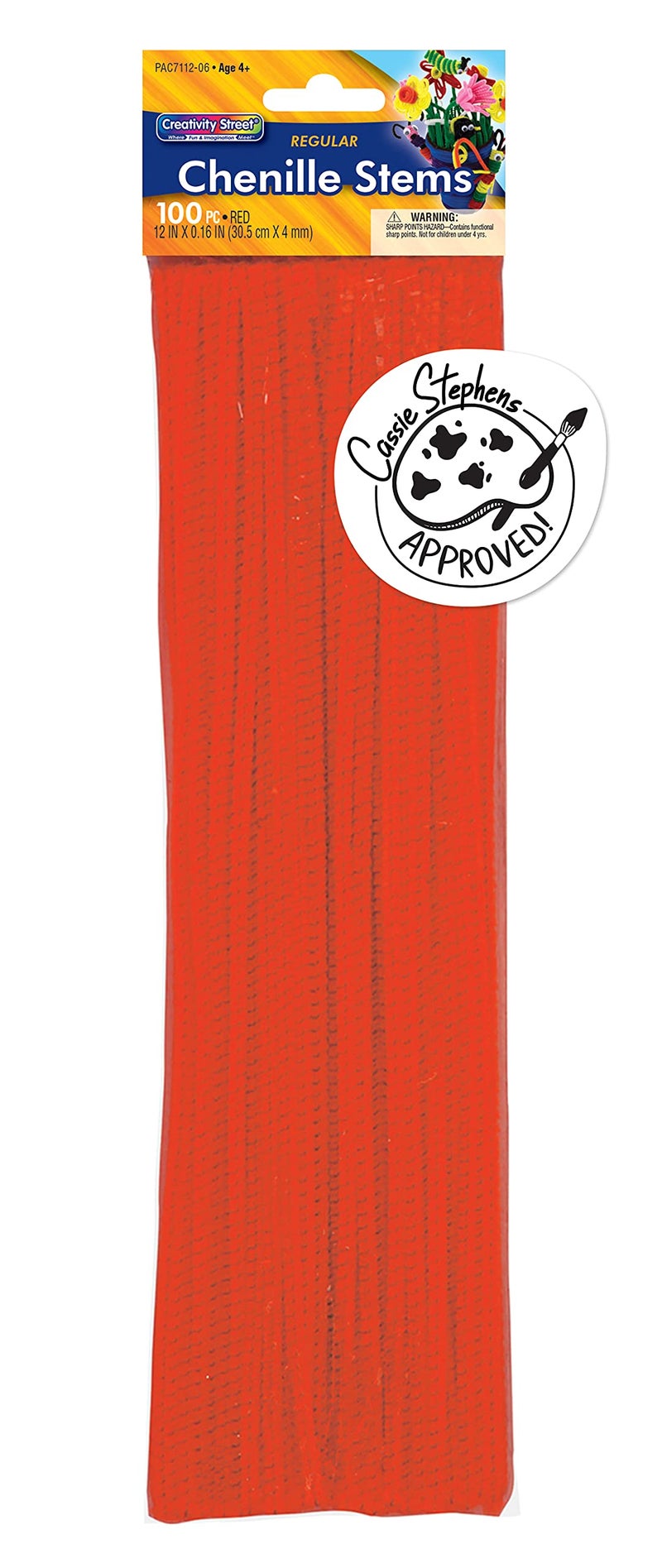 Creativity Street Chenille Stems/Pipe Cleaners 12 Inch x 4mm 100-Piece, Red - Image 1