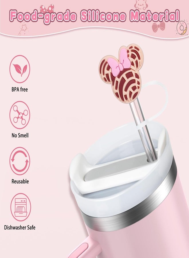 yomanta 6PCS Straw Covers for Stanley Cup Tumbler 30 oz / 40 oz Leak Proof Straw Toppers 10mm Silicone Cute Straw Stopper Caps for Stanley Cup Accessories-Pink Mice - Image 4