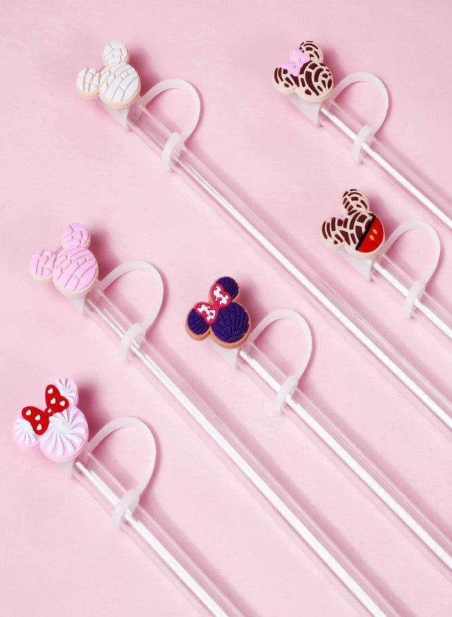 yomanta 6PCS Straw Covers for Stanley Cup Tumbler 30 oz / 40 oz Leak Proof Straw Toppers 10mm Silicone Cute Straw Stopper Caps for Stanley Cup Accessories-Pink Mice - Image 2