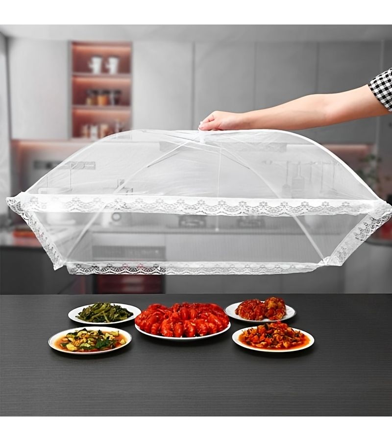 Set Of 2 Collapsible White Mesh Food Covers Effective Protection Against Insects And Flies Convenient Outdoor Dining Table Cover For Picnics Barbecues And Gatherings - Image 5