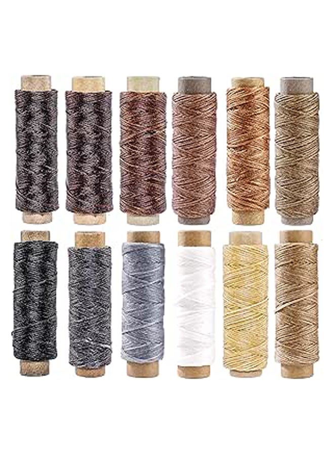 Leather Waxed Thread Cord 393 Yards 150D Sewing Waxed Thread for Leather Craft DIY Sewing Craft 12 Colors, Each Roll of 32.8 Yards - Image 1