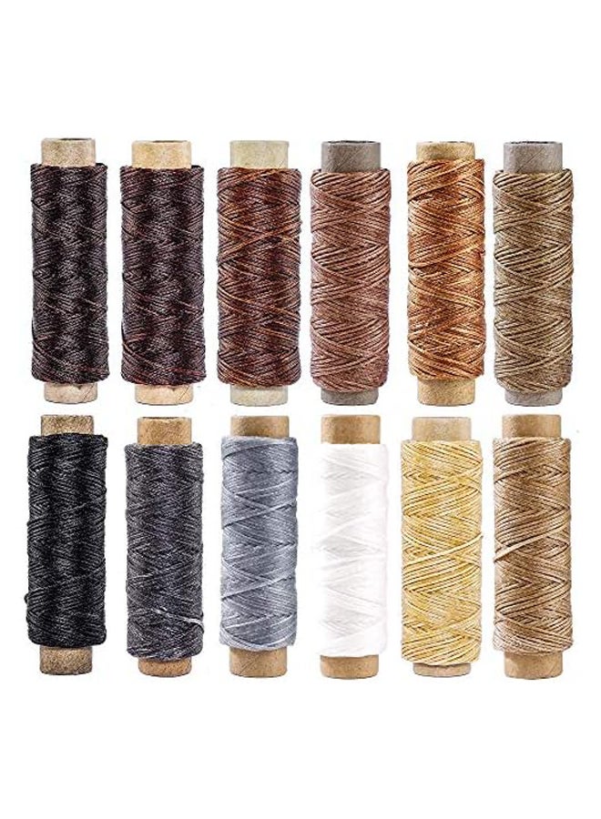 Leather Waxed Thread Cord 393 Yards 150D Sewing Waxed Thread for Leather Craft DIY Sewing Craft 12 Colors, Each Roll of 32.8 Yards - Image 2