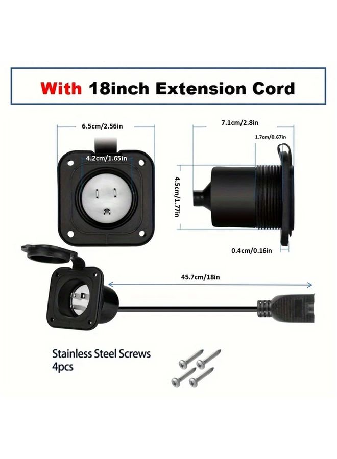 1pc Black 15A 125V US Male Plug Charging Socket with Locking Mechanism Heavy Duty Copper Construction for RV Camper Car Trailer Boat Home Industrial Use Power Adapter - Image 2