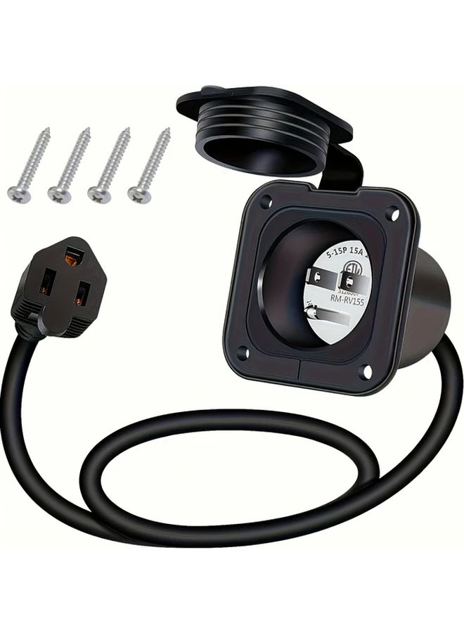 1pc Black 15A 125V US Male Plug Charging Socket with Locking Mechanism Heavy Duty Copper Construction for RV Camper Car Trailer Boat Home Industrial Use Power Adapter - Image 5
