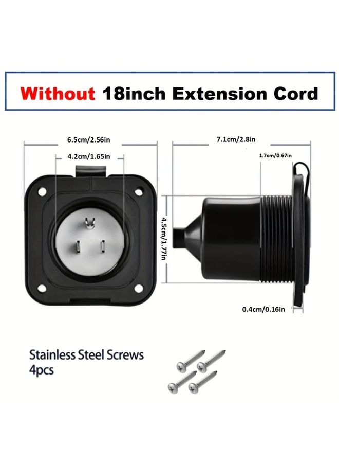 1pc Black 15A 125V US Male Plug Charging Socket with Locking Mechanism Heavy Duty Copper Construction for RV Camper Car Trailer Boat Home Industrial Use Power Adapter - Image 3