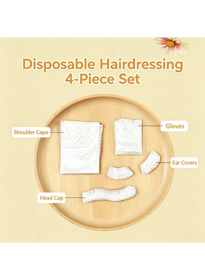 Disposable Hair Coloring Kit, 4-in-1 Home Dye Set with Cap, Ear Covers, Gloves, and Cape for Mess-Free Hair Treatment and Salon Use - Image 1