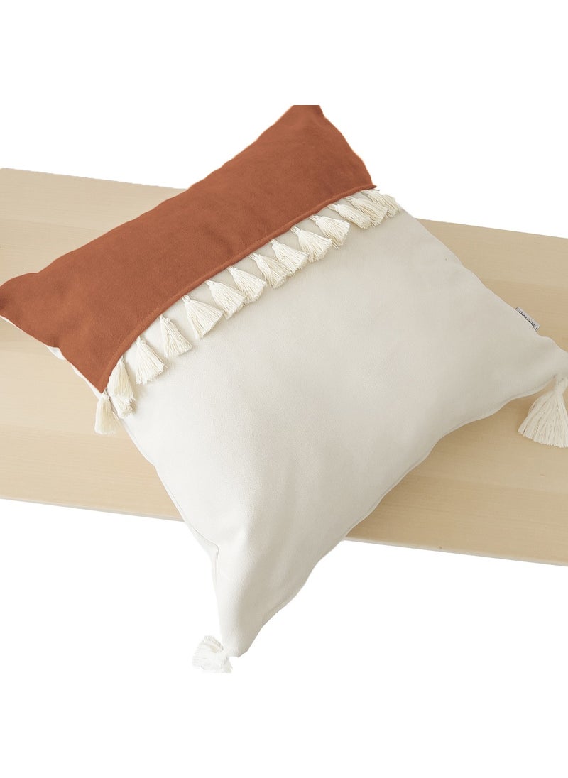Ritmo Home Tasseled Fringed Scandinavian Throw Pillow Cover Cinnamon Cream  - Image 3