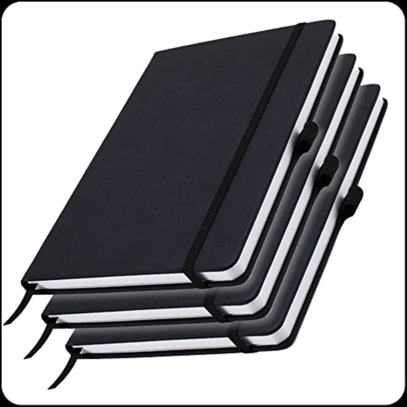 NA-1، دفتر مقاس A5، صفحات مسطرة، غلاف مقوى أسود، دفتر كتابة - 192 صفحة، 3 قطع - Image 1
