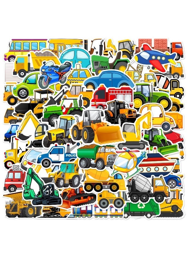 Transportation Vehicle Truck Stickers for Kids Boy Vinyl Waterproof Sticker 60 Pack Party Favor and Supplies (Construction truck Airplane Train Helicopter Car Boat Motorcycle Tractor Bus) - Image 1