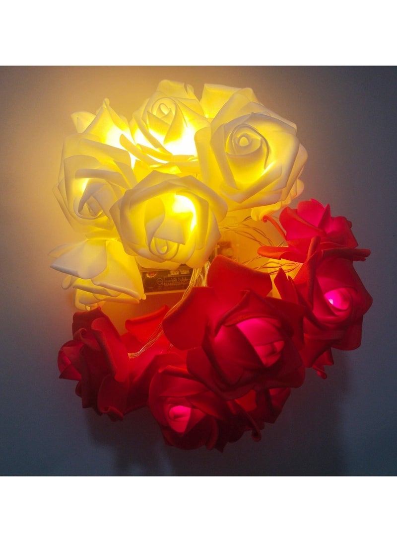 Red and White Intertwined Rose String Lights - Image 4