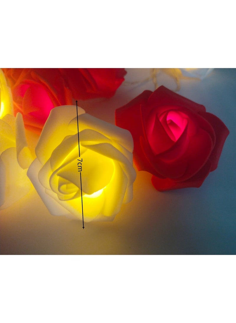 Red and White Intertwined Rose String Lights - Image 5