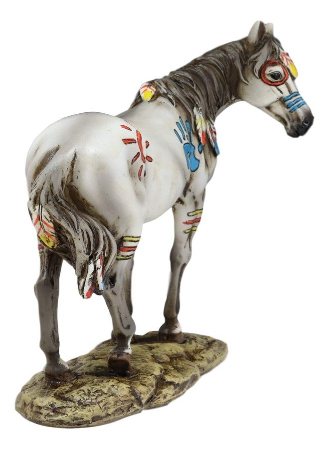 Ebros Gift Ebros Equestrian Tribal Beauty Medicine Spirit Horse Hand Crafted Statue 8" High Native American Indian Symbols Sun Palm Feathers Stallion Animal Decor Sculpture Multicolor - Image 5
