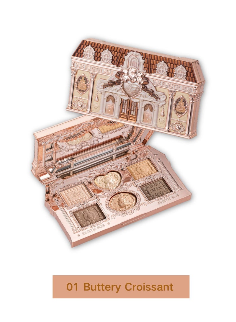 Flower Knows The Sweetie Bear Collection 6-Color Makeup Palette – 01 Buttery Croissant (Warm Terracotta) - Image 1