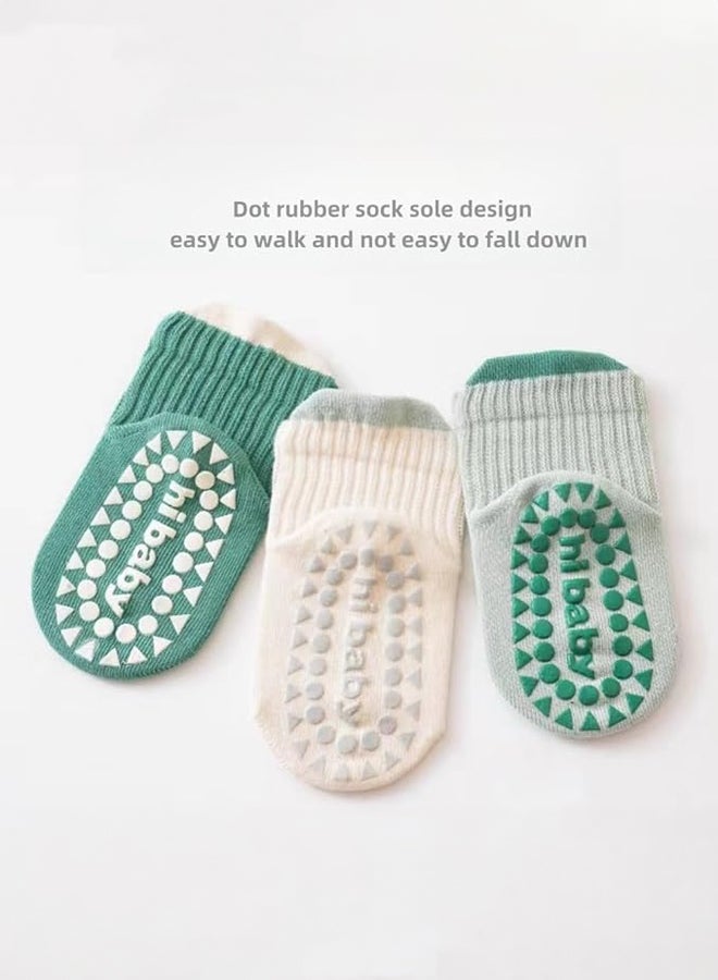 SHABILI Baby Cotton Ankle Socks Short Low‑Cut Slouch 3‑Pair Set for 1‑3 Yrs, Skin‑Friendly Breathable Moisture‑Wicking Anti‑Odor Durable No Pilling Elastic Cuff with Non‑Slip Geometric Grip Sole,Daily Leisure - Image 3