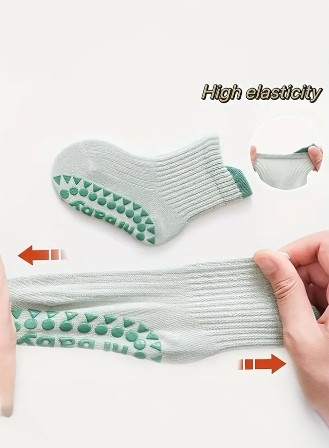 SHABILI Baby Cotton Ankle Socks Short Low‑Cut Slouch 3‑Pair Set for 1‑3 Yrs, Skin‑Friendly Breathable Moisture‑Wicking Anti‑Odor Durable No Pilling Elastic Cuff with Non‑Slip Geometric Grip Sole,Daily Leisure - Image 2