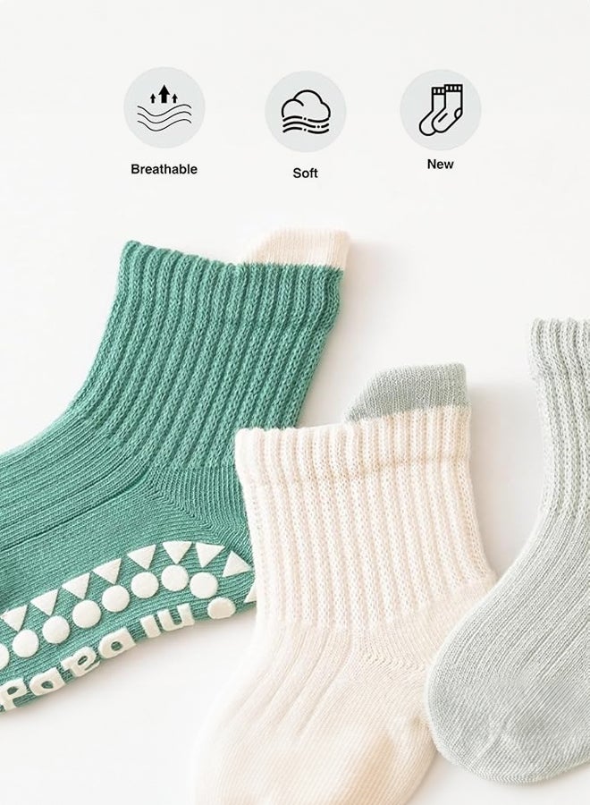 SHABILI Baby Cotton Ankle Socks Short Low‑Cut Slouch 3‑Pair Set for 1‑3 Yrs, Skin‑Friendly Breathable Moisture‑Wicking Anti‑Odor Durable No Pilling Elastic Cuff with Non‑Slip Geometric Grip Sole,Daily Leisure - Image 5