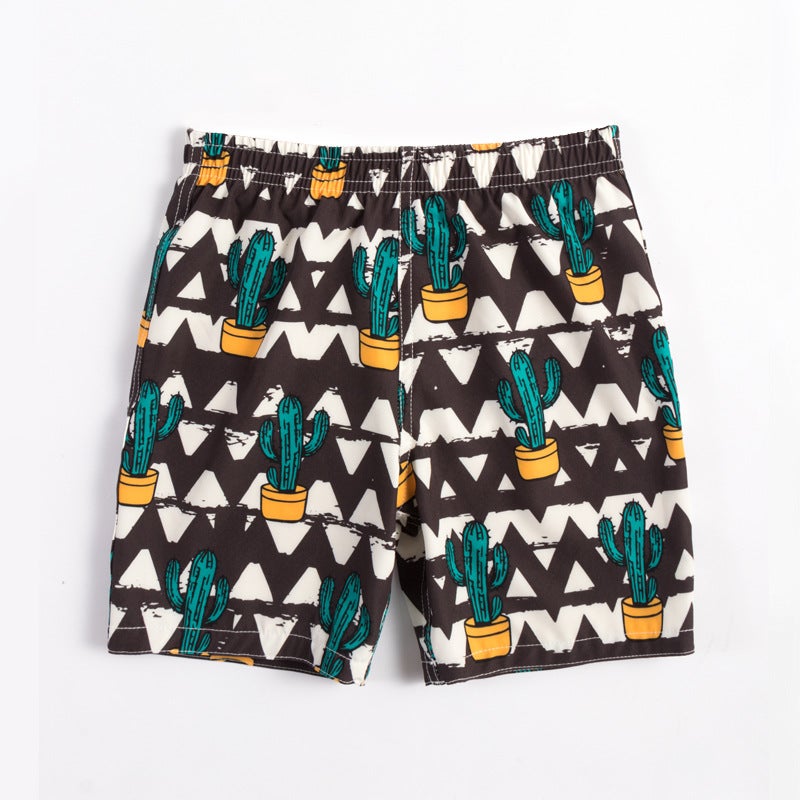 Children''s Beach Pants Cartoon Pattern Five-point Loose Casual Shorts Men''s and Women''s Big Kids Holiday Travel Boxer Swim Trunks - Image 1