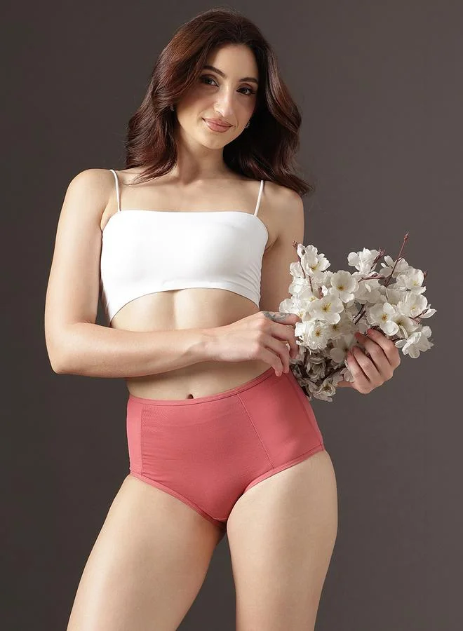 Clovia High Waist Hipster Panty with Powernet Panels - Cotton