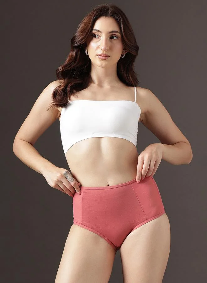 Clovia High Waist Hipster Panty with Powernet Panels - Cotton