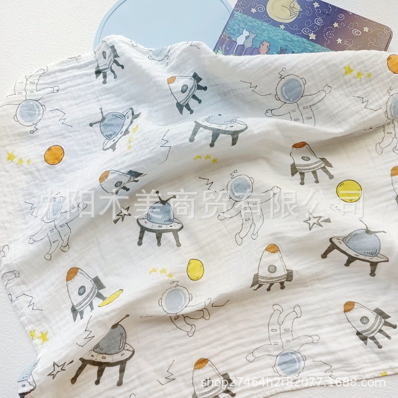Baby Gauze Wrapping Towel Pure Cotton Double-Layer Plain Summer Thin Birth Room Wrapping Newborn Bed Sheet Bath Towel Blanket - Image 1