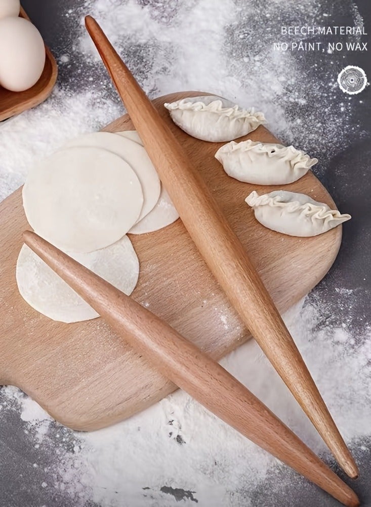 1PC 38cm أدوات المعجنات فونتين كعكة كعكة العجين لفة آلة صنع زلابية جلدية خشبية دبوس لفة مزدوجة نهاية غير عصا أدوات الطبخ العجين لفة - Image 1