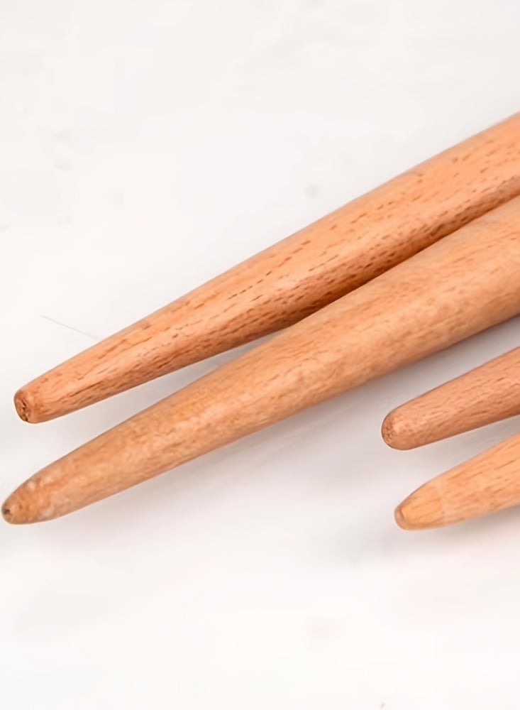 1PC 38cm أدوات المعجنات فونتين كعكة كعكة العجين لفة آلة صنع زلابية جلدية خشبية دبوس لفة مزدوجة نهاية غير عصا أدوات الطبخ العجين لفة - Image 4