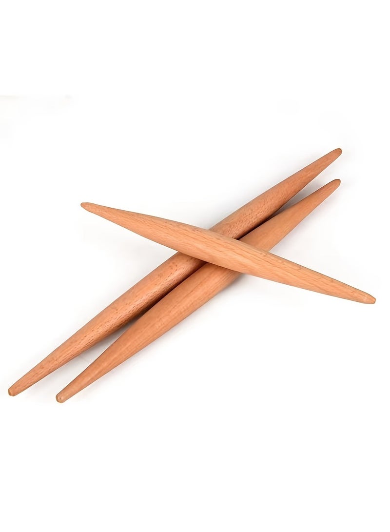 1PC 38cm أدوات المعجنات فونتين كعكة كعكة العجين لفة آلة صنع زلابية جلدية خشبية دبوس لفة مزدوجة نهاية غير عصا أدوات الطبخ العجين لفة - Image 2