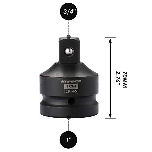MIXPOWER 1-Inch Drive (F) to 3/4-Inch (M) Impact Socket Adapter and Reducer, Chrome Molybdenum Steel, Ball Detent, Tapered Square End… - Image 3