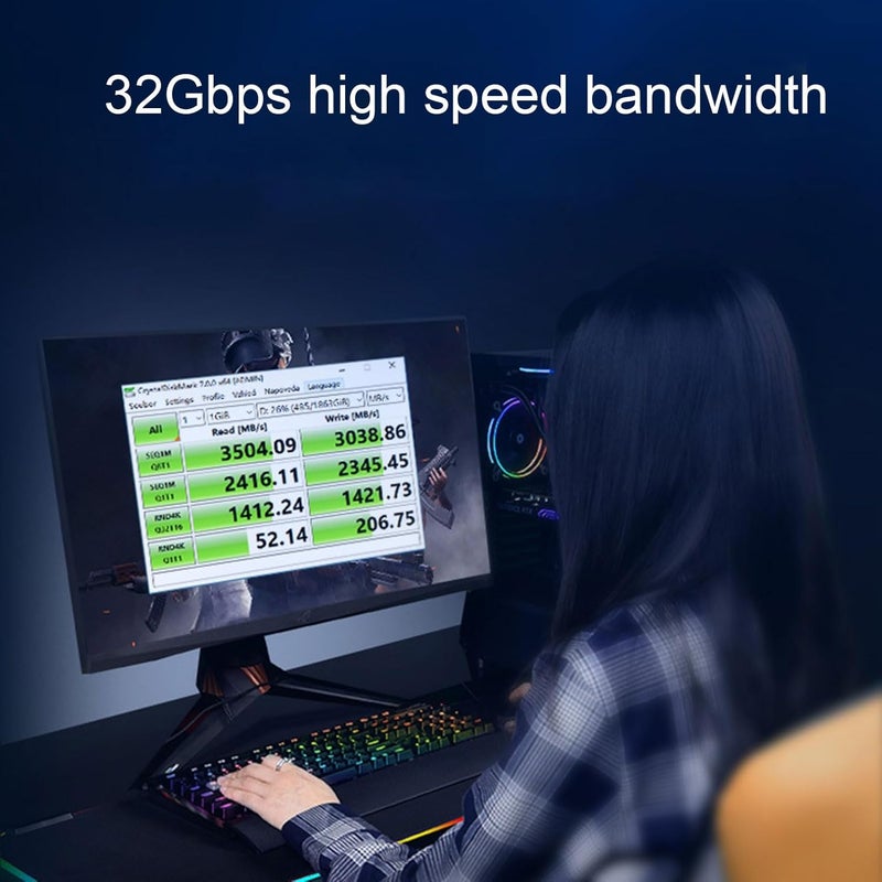 PCIe X16 X8 X4 M 2 NVMe SSD Adapter Card With Aluminum Heatsink And LED Lights - Image 5