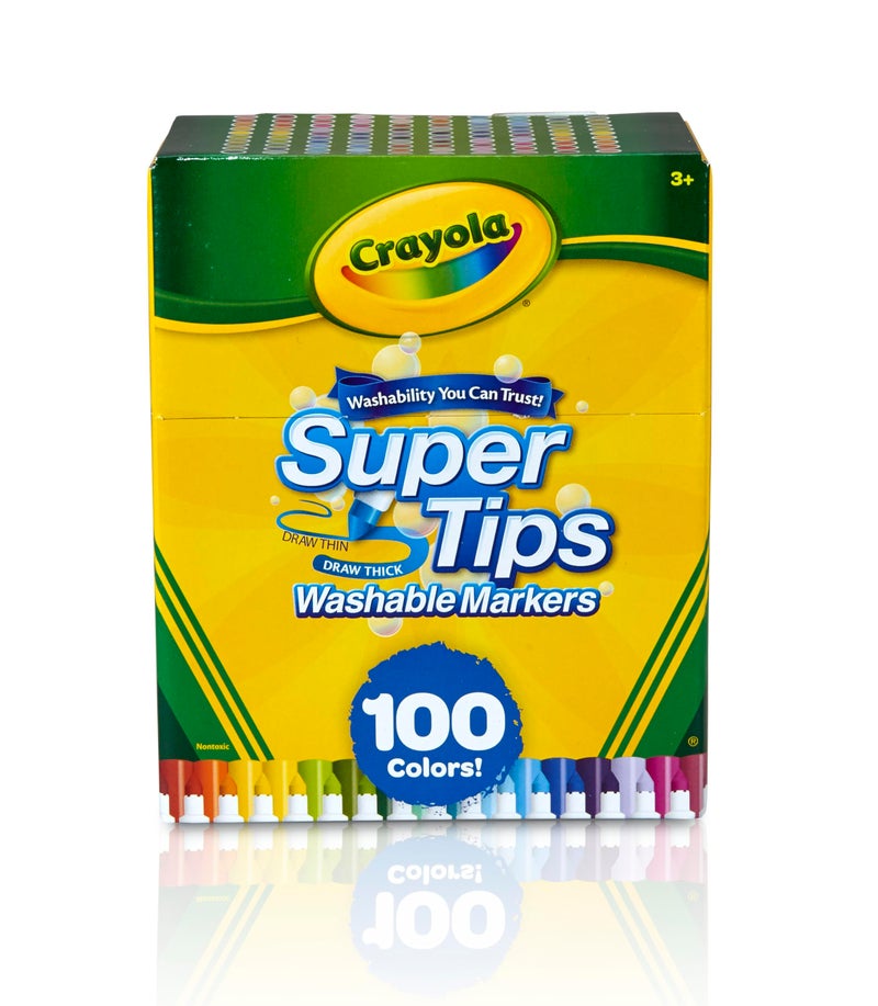 Crayola Super Tips Marker Set (100ct), Fine Point Washable Markers, Drawing Markers for Kids & Adults, Create Thick & Thin Lines, Art Supplies, Ages 3+ - Image 1