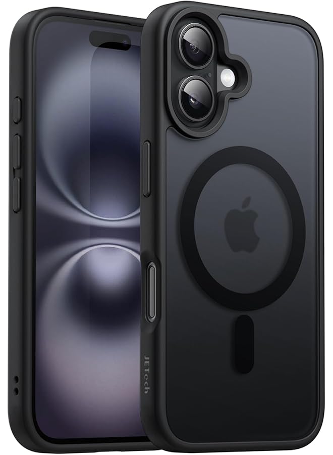 Jetech Magnetic Case For Iphone 16 6.1 Inch Compatible With Magsafe Translucent Matte Back Slim Shockproof Phone Cover Black - Image 1