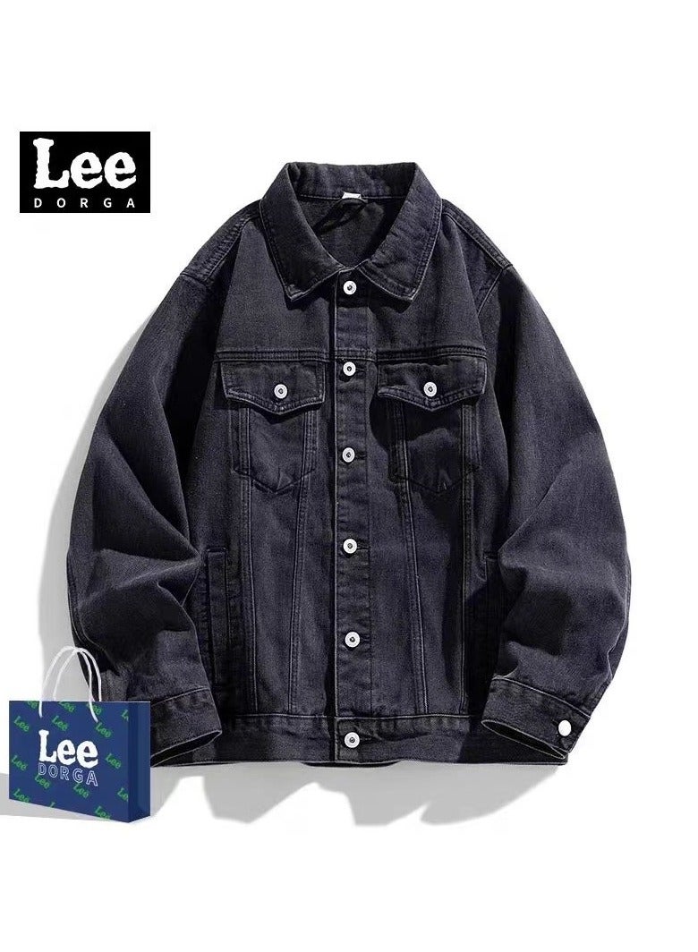 LEE جاكيت كوبي رجالي كاجوال قديم غسول مزخرف للعمال  - Image 1