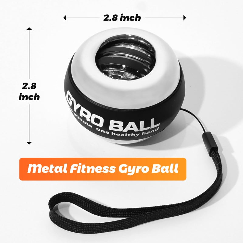 BeSokar Gyroball Wrist Exerciser Ball, 5 Level Resistance/Light Control, Gyroscopic Forearm Trainer, Strengthening Arms, Fingers, Wrist (Metal Case) - Image 2