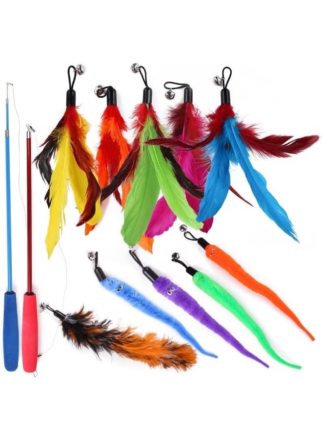 Mumoo Bear 12 PCS Feather Teaser Cat Toy - Image 1