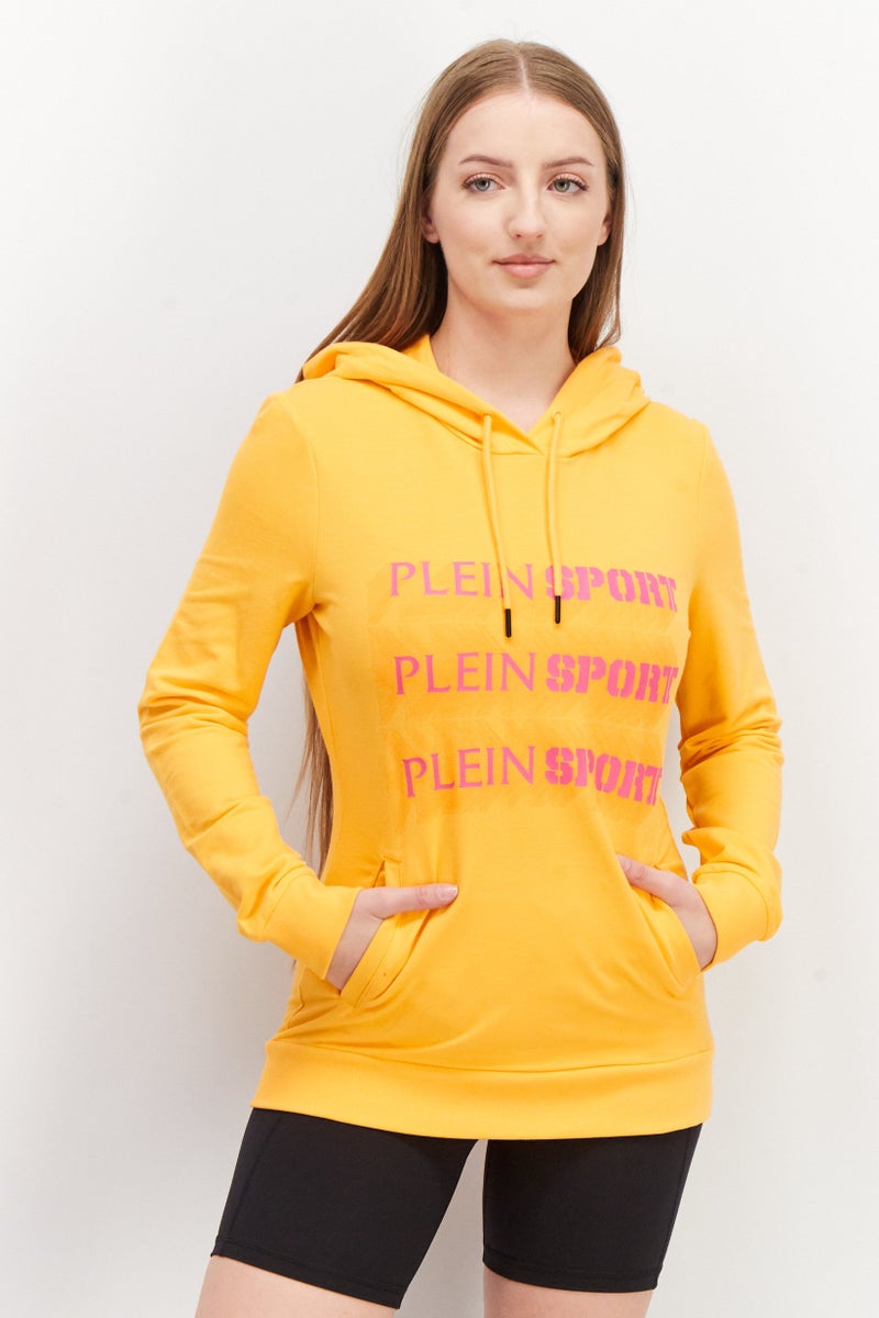 PHILIPP PLEIN سويت شيرت تدريب رياضي للنساء بأكمام طويلة، برتقالي - Image 1