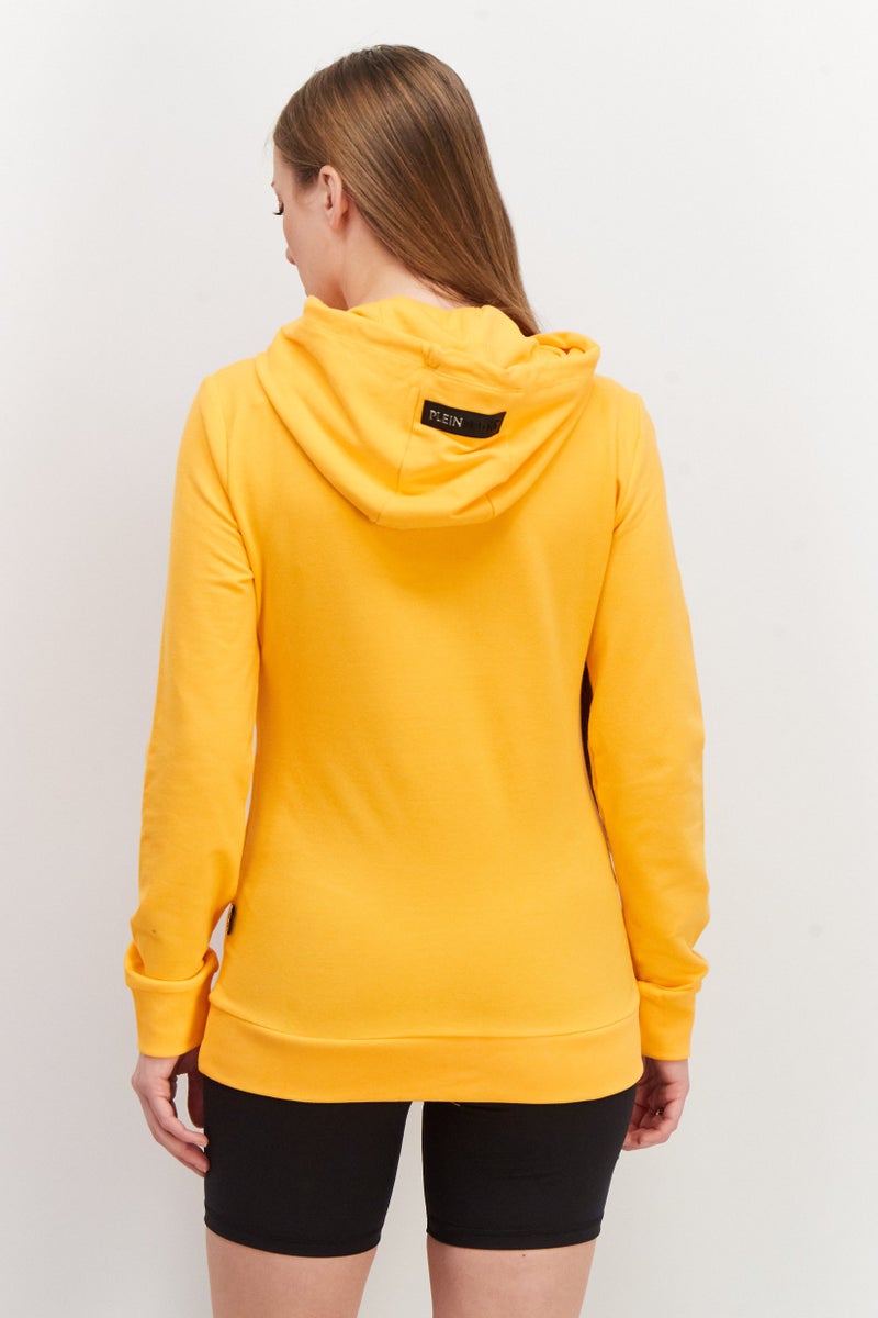 PHILIPP PLEIN سويت شيرت تدريب رياضي للنساء بأكمام طويلة، برتقالي - Image 2