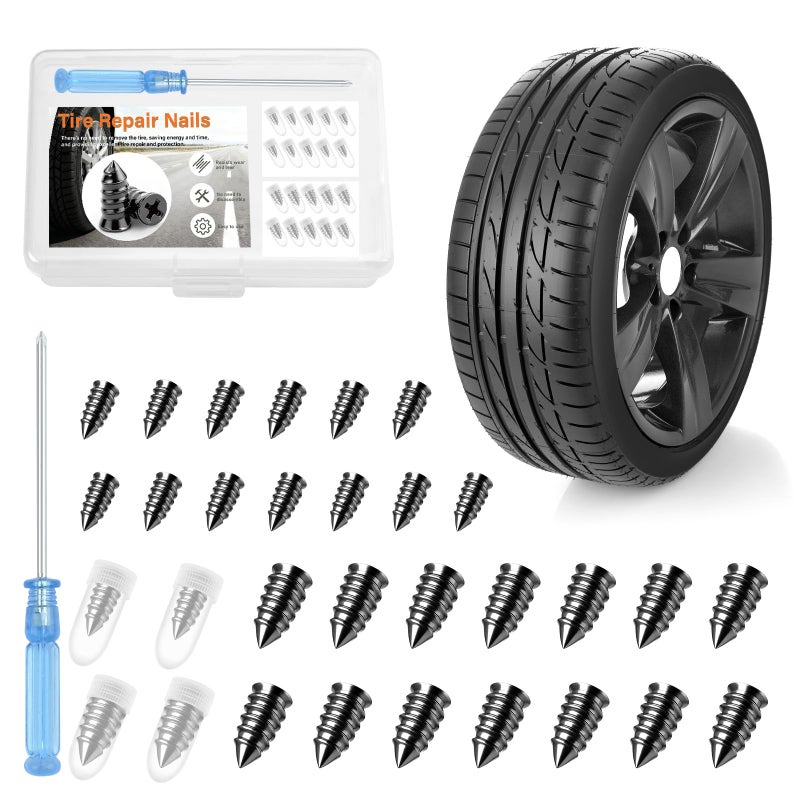Morcheiong 30 Pcs Tire Repair Rubber Nail Kit SelfTapping Tire Repair Screws Suitable for Motorcycles Trucks Cars Other Vacuum Tire Vehicles - Image 3