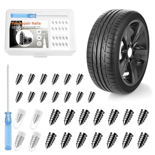 Morcheiong 30 Pcs Tire Repair Rubber Nail Kit SelfTapping Tire Repair Screws Suitable for Motorcycles Trucks Cars Other Vacuum Tire Vehicles - Image 1