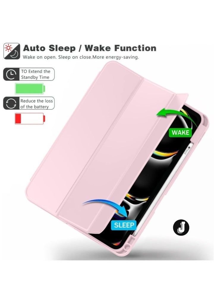 JAJEEK "2024 iPad Pro 11" Case (M4, 5th Gen) – Smart Cover with Pencil Holder, Touch ID Support & Auto Wake/Sleep Function (Pink)" - Image 4
