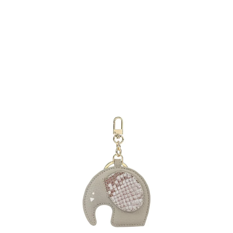 Da Milano Da Milano Wax-Finish Leather Keychain & Bag Charm - Khaki (BH-10074)