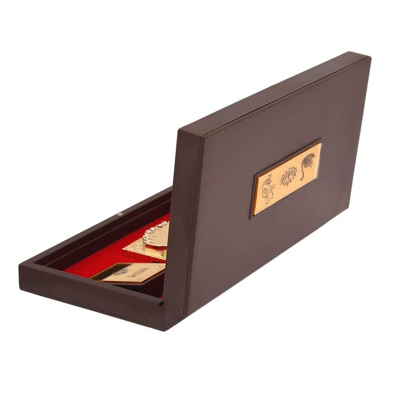 JAIPUR ACE Gold Plated Laxmi Ganesh Charan Paduka Yantra | Devotional Prayer Box | Wooden Momento Decorative Showpiece Box Packing | Diwali Gifting Charan Paduka - Image 4