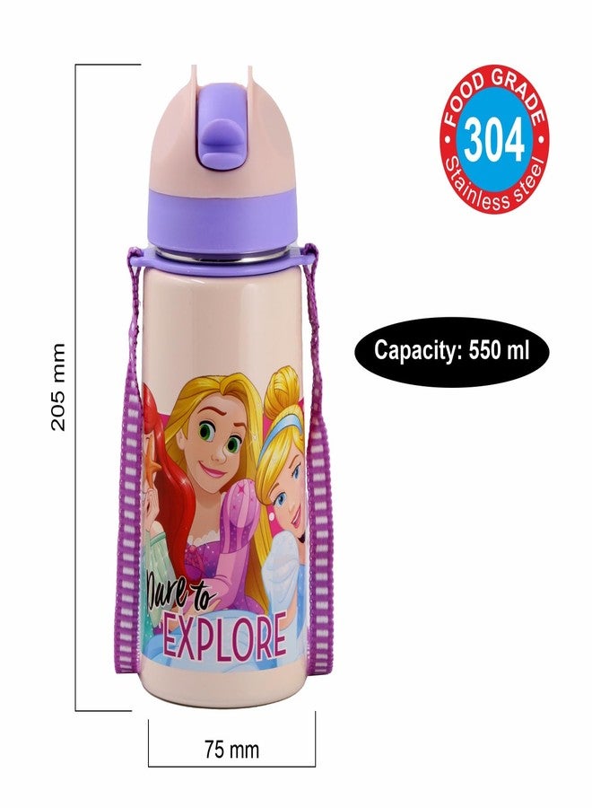 SKi Homeware TANGO Stainless Steel-304 grade Water Bottle for School, Kids favourite character prints | wide mouth | leak proof sipper | light weight | BPA Free & Food Grade - 550ML (Princess) - Image 3