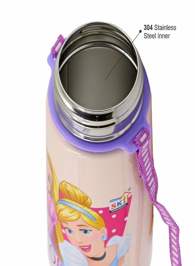 SKi Homeware TANGO Stainless Steel-304 grade Water Bottle for School, Kids favourite character prints | wide mouth | leak proof sipper | light weight | BPA Free & Food Grade - 550ML (Princess) - Image 4