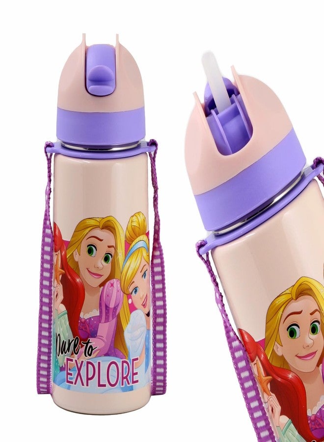 SKi Homeware TANGO Stainless Steel-304 grade Water Bottle for School, Kids favourite character prints | wide mouth | leak proof sipper | light weight | BPA Free & Food Grade - 550ML (Princess) - Image 1