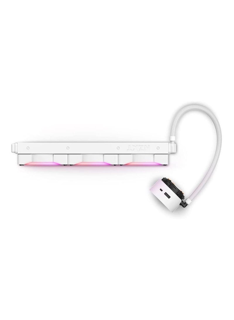 NZXT - generic Kraken Z73 RGB 360mm - RL-KRZ73-RW - AIO RGB CPU Liquid Cooler - Customizable LCD Display - Improved Pump - RGB Connector - Aer RGB 2 120mm Radiator Fans (3 Included) - White - Image 1