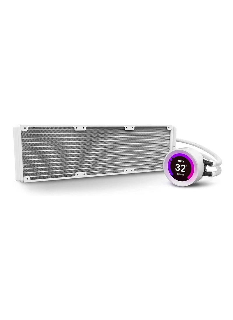 NZXT - generic Kraken Z73 RGB 360mm - RL-KRZ73-RW - AIO RGB CPU Liquid Cooler - Customizable LCD Display - Improved Pump - RGB Connector - Aer RGB 2 120mm Radiator Fans (3 Included) - White - Image 1