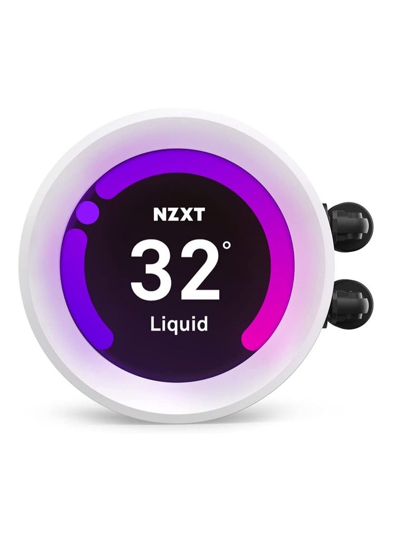 NZXT - generic Kraken Z73 RGB 360mm - RL-KRZ73-RW - AIO RGB CPU Liquid Cooler - Customizable LCD Display - Improved Pump - RGB Connector - Aer RGB 2 120mm Radiator Fans (3 Included) - White - Image 1