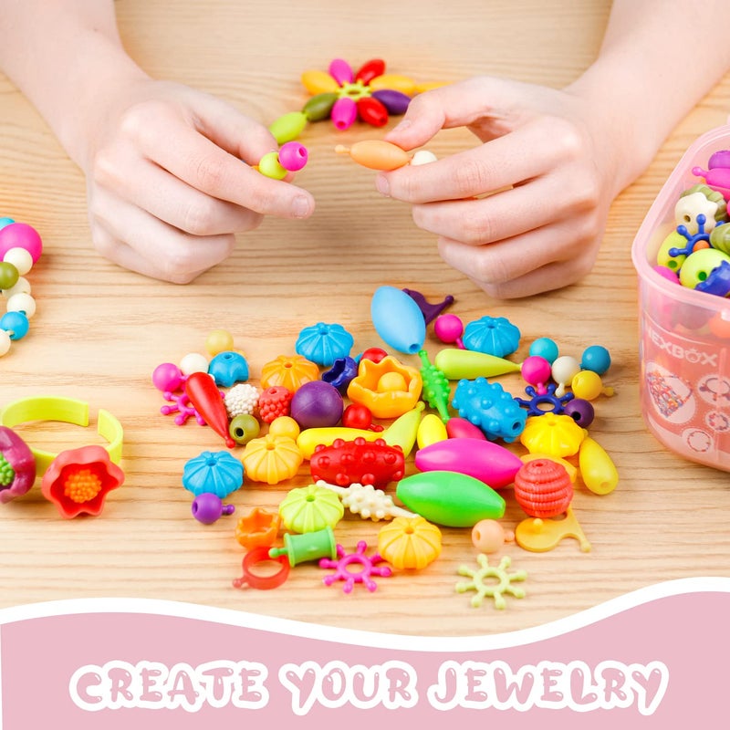 NEXBOX Girls Crafts Jewelry Making Kit for Toddlers - Pop Beads Toys Sets for Little Kids Age 3 4 5 6 Year Old, Ideas Birthday Gifts - Image 2