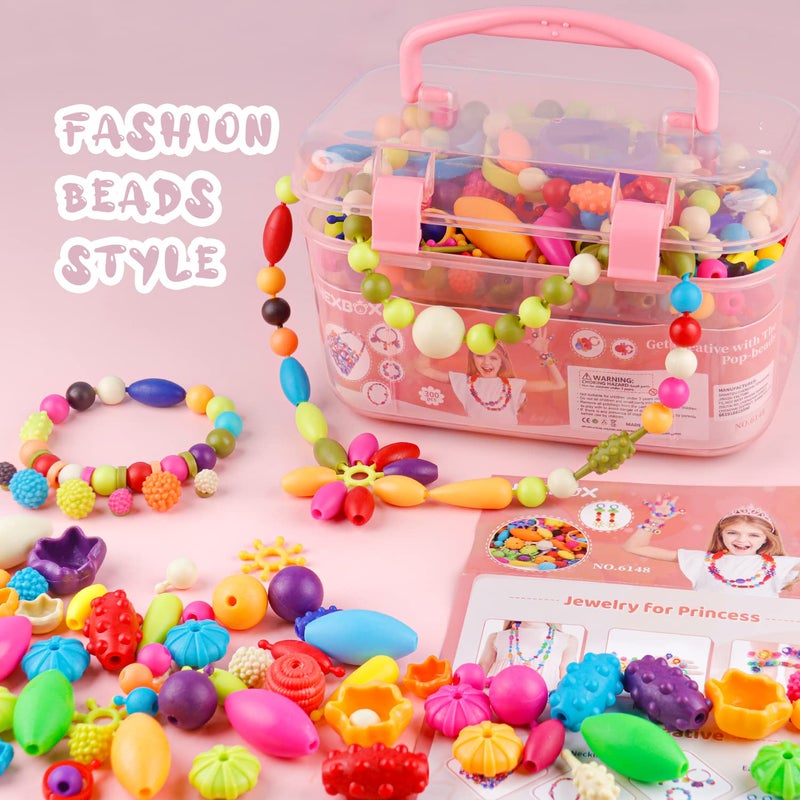 NEXBOX Girls Crafts Jewelry Making Kit for Toddlers - Pop Beads Toys Sets for Little Kids Age 3 4 5 6 Year Old, Ideas Birthday Gifts - Image 5