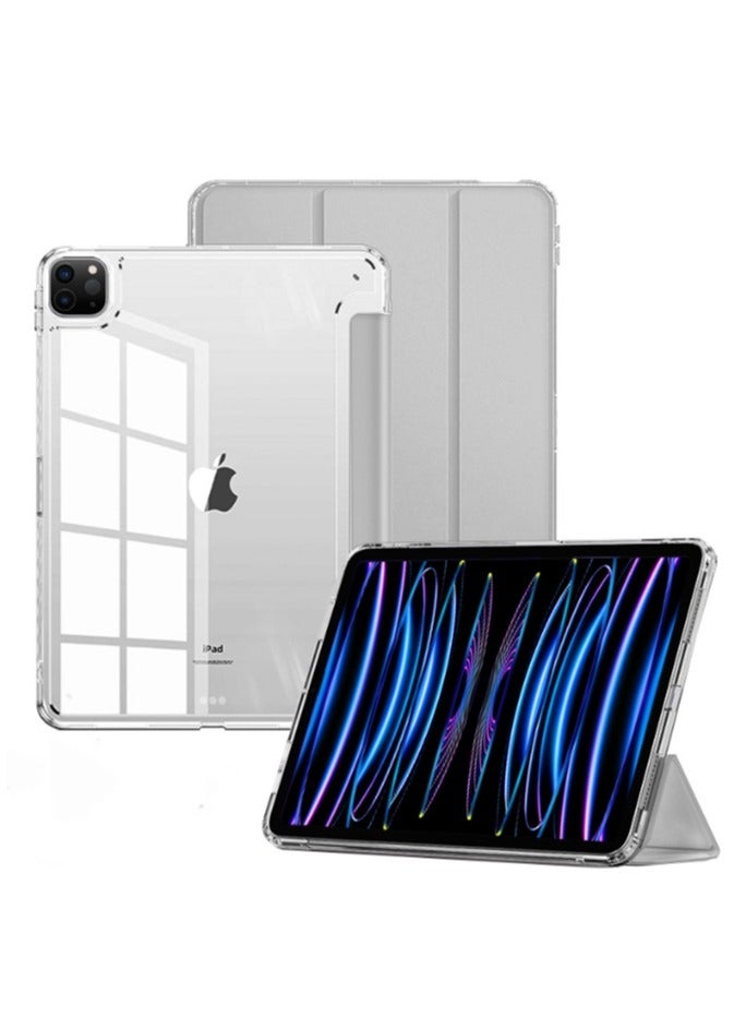 eGreen99 for iPad Air 13 inch (2024 6th M2 / 2025 7th M3 / 2026 8th M4) / ipad Pro 12.9 inch (22/21/20/18) Case Cover,Transparent Airbag For Anti Drop, Tablet Protective Cover, Triple Fold Multi Angle Design, Automatic Wake-up/sleep, Soft Leather,Gray - Image 1